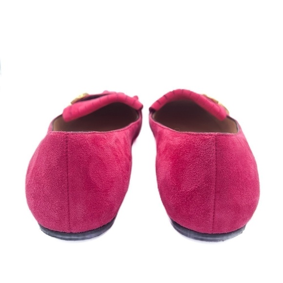 Gucci Kid Scamosciato GG Marmont Suede Fringe Flats Hot Pink 36.5 - Picture 5 of 9